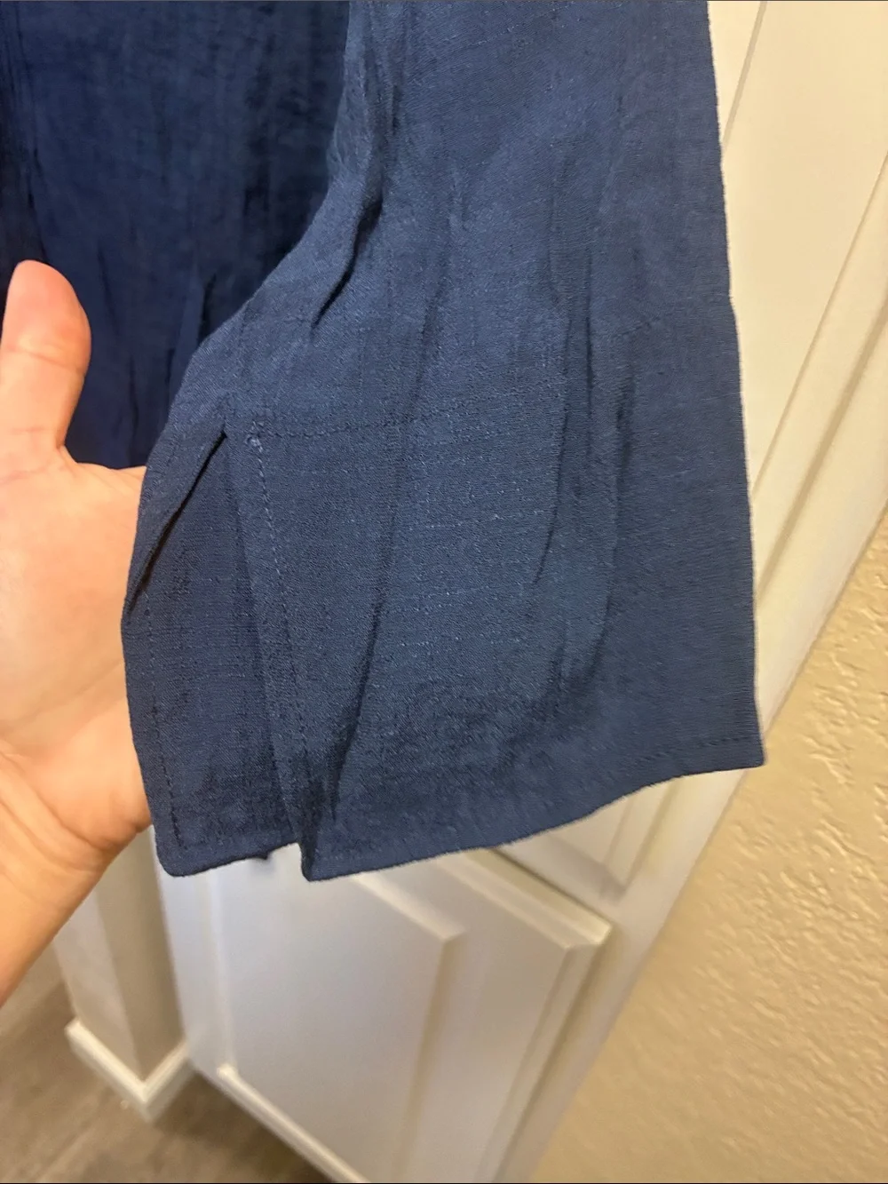 Counterparts navy blue tunic top with  split neckline and pleated detailing NWT